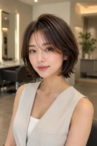 14. Short Layered Bob with Wispy Ends