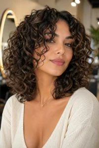 19. Face Framing Layers on Curly Hair
