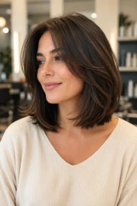 32. Layered Lob for Thick Hair