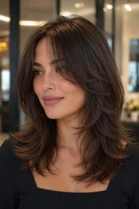 16. Curtain Bangs with Razored Layer Ends
