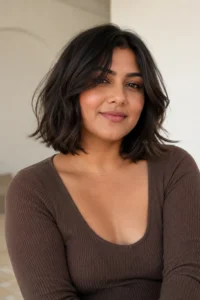 4. Textured Lob with Face-Framing Pieces