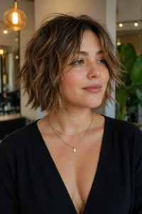 35. Textured Chin Length Shag