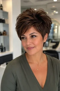36. Voluminous Pixie with Teased Crown Short Layered Haircuts for Round Faces