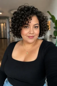 38. Curly Short Bob with Natural Volume