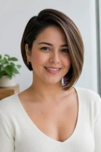 2. Asymmetrical Bob with Deep Side Part