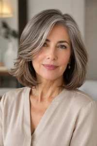 9. Rounded Layered Lob with Side Part