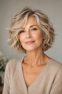 12. Wavy Soft Layered Bob with Tousled Finish