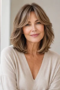 3. Soft Layered Lob with Curtain Bangs