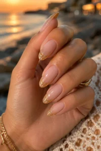11. Golden Glitter Tips