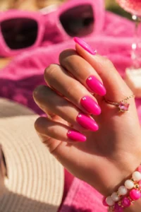 9. Barbiecore Hot Pink july nail designs
