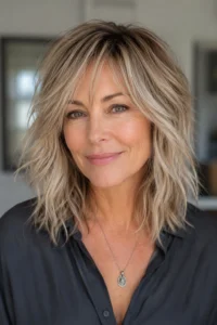 19. Textured Shoulder Length Cut with Razored Ends