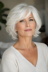 35. Bright White Medium Layered Cut
