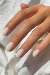 1. Soft White Glazed Simple July Nail Designs
