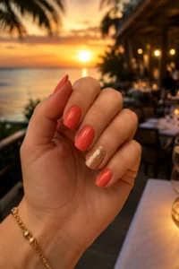 6. Coral and Gold Glitter