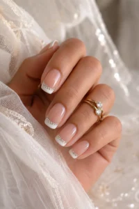 28. French Tip with Rhinestone Line