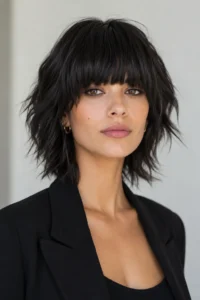 1. Classic Blunt-Bang Short Shag shaggy short hair for thick hair