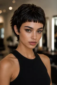 31. Blunt Micro Fringe with Long Pixie