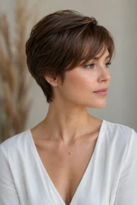 27. Curved Layer Fine Hair Pixie