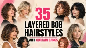 layered bob hairstyles with curtain bangs