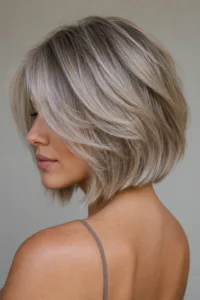 21. Ash Blonde Layered Bob