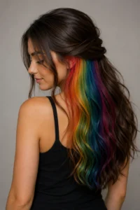 35. Hidden Rainbow Color Under Natural Hair