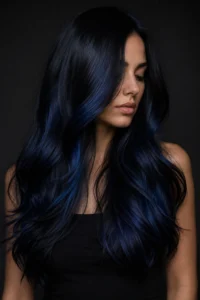 32. Midnight Blue on Long Black Hair