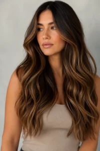 25. Caramel Balayage on Long Brown Hair