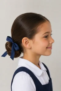 10. Sleek Low Bun With Ribbon