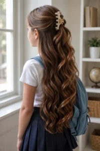 27. Long Hair Claw-Clip Cascade