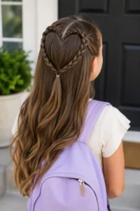 40. Heart-Shaped Braided Half-Up Style
