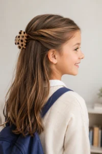 3. Claw-Clip Half-Up Twist