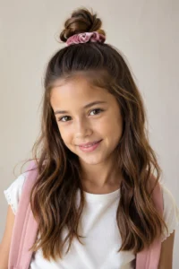 9. Half-Up Top Knot With Scrunchie