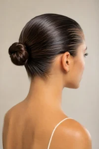 12. Slicked-Back Bun With Gel