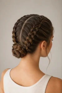 13. Twin French Braids Into A Bun