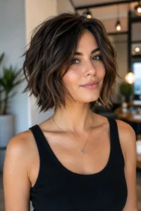 5. Textured Layered Bob with Choppy Ends