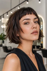 15. Layered Bob with Micro Fringe