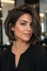 30. Deep Side-Parted Layered Bob