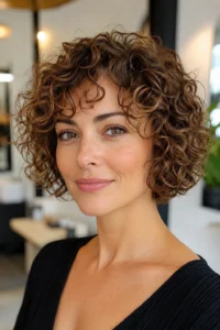 29. Layered Bob for Curly Thin Hair