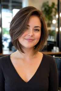 8. Layered Bob for Round Face