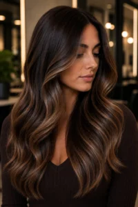 10. Mocha Brunette Balayage That Grows Out Beautifully