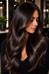 21. High-Shine Brunette With Salon Gloss