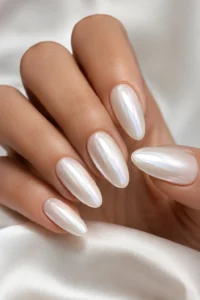 20. Pearl Chrome White Nails