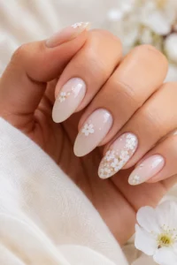 14. Delicate White Floral Nails for Spring