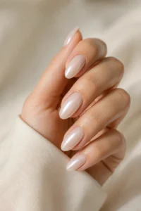 21. Milky White Chrome Nails