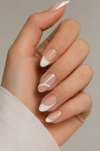 28. White Negative Space Nails
