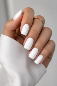 2. Crisp Pure White Nails With High Shine