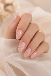 31. White Bow Nail Designs