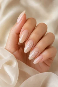 34. White Butterfly Accent Nails