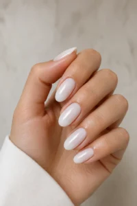 6. Short White Nails With Simple Chic Designs