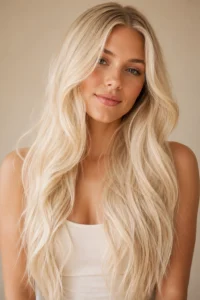 15. Creamy Vanilla Blonde for Bright Long Hair